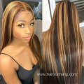 Usexy Popular Star Human Wig Wholesale Raw Indian Hair Straight Highlight Honey Blonde Lace Frontal Wig For Women